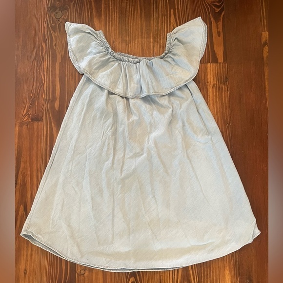 FREE PEOPLE Off Shoulder Ruffle Dress in Light Wash - Picture 2 of 4